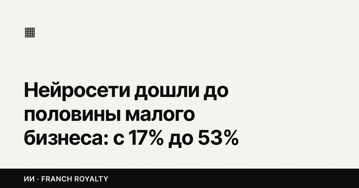 Нейросети дошли до половины малого бизнеса: с 17% до 53% за год. Куда их ставят первыми